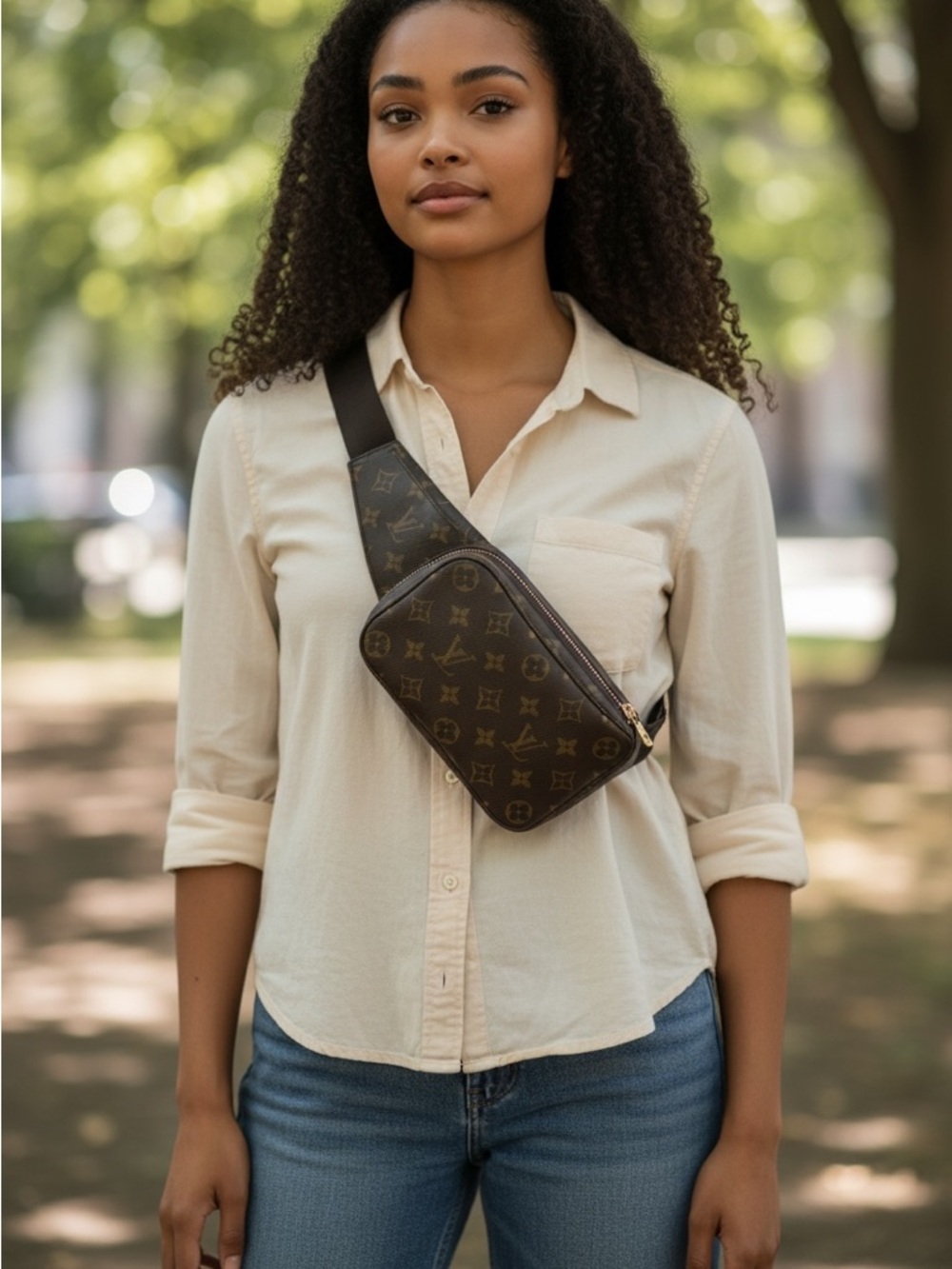 Louis Vuitton  Brown Canvas leather Monogram Geronimos Sling/Crossbody/Waist Bag